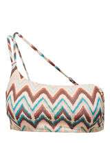 Only Top de bikini asim&eacute;trico estampado amarillo