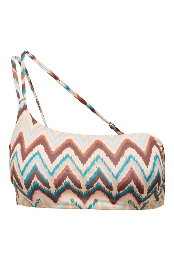 Only Top de bikini asim&eacute;trico estampado amarillo