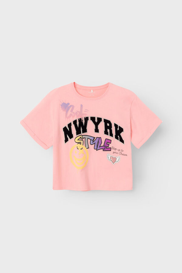 Name it T-shirt menina HAPPY rosa