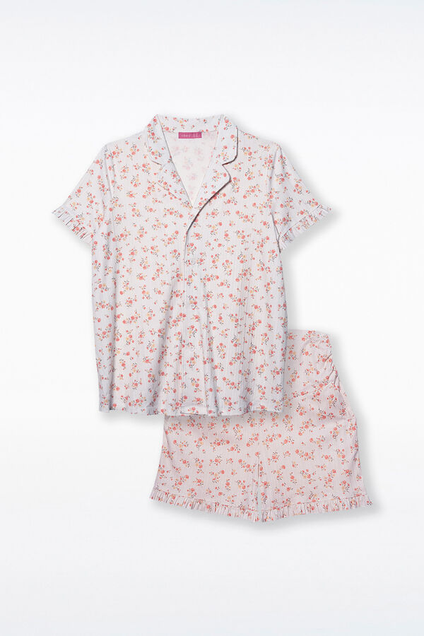 Ohma! Conjunto de pijama canal&eacute; flores premam&aacute; blanco