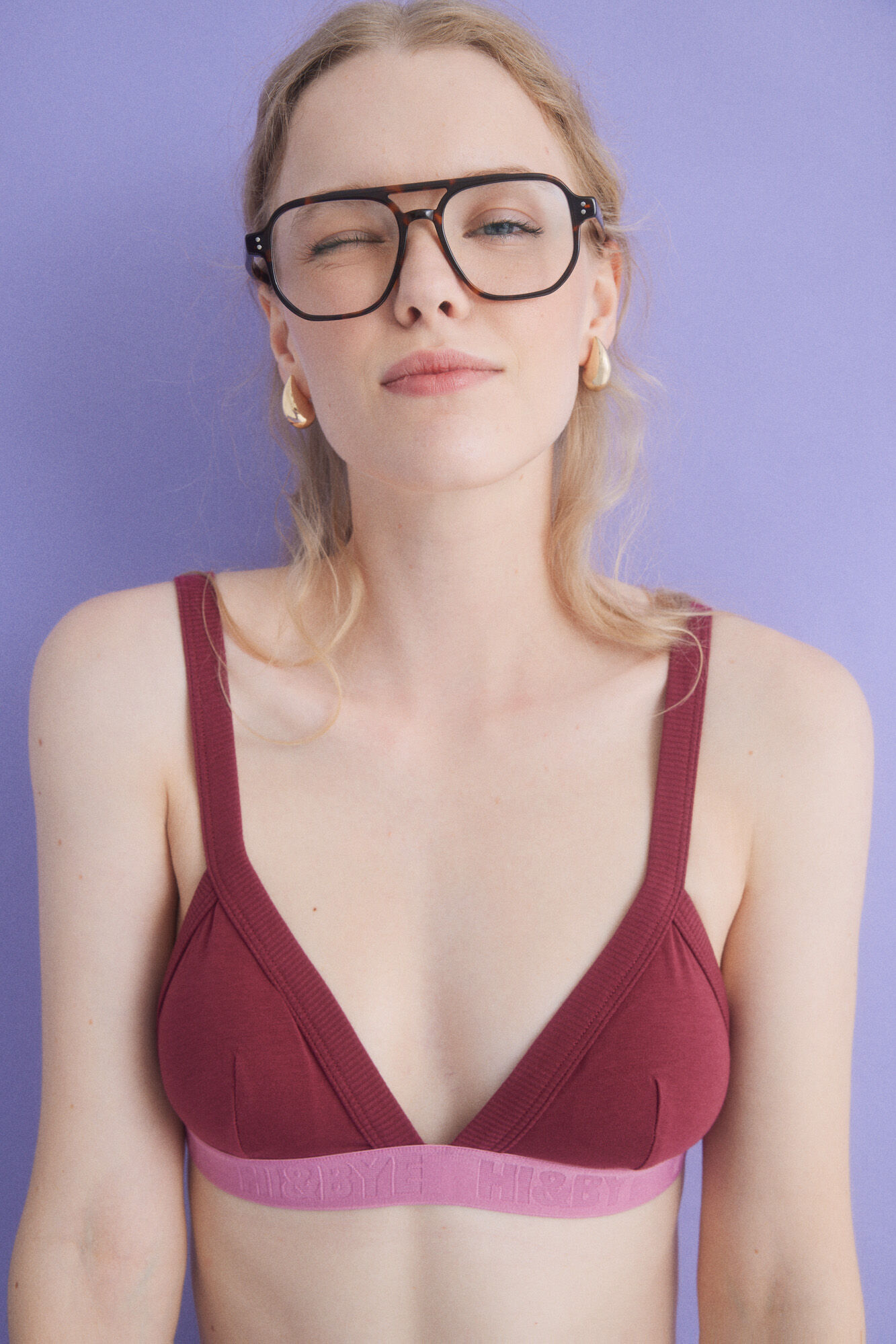 HI&BYE Sujetador triangular algod&oacute;n vino