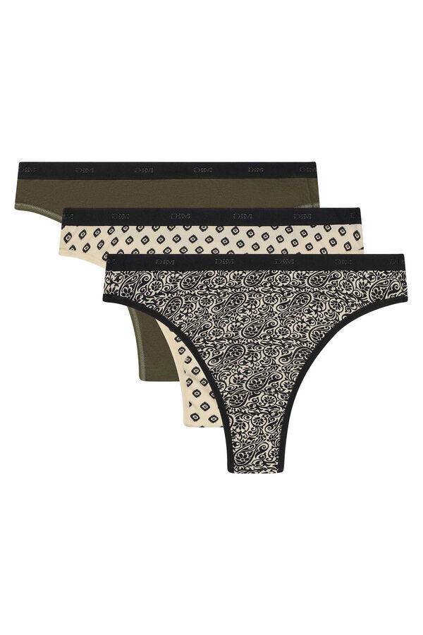 DIM Pack de 3 tangas de algod&oacute;n el&aacute;stico con estampados estampado