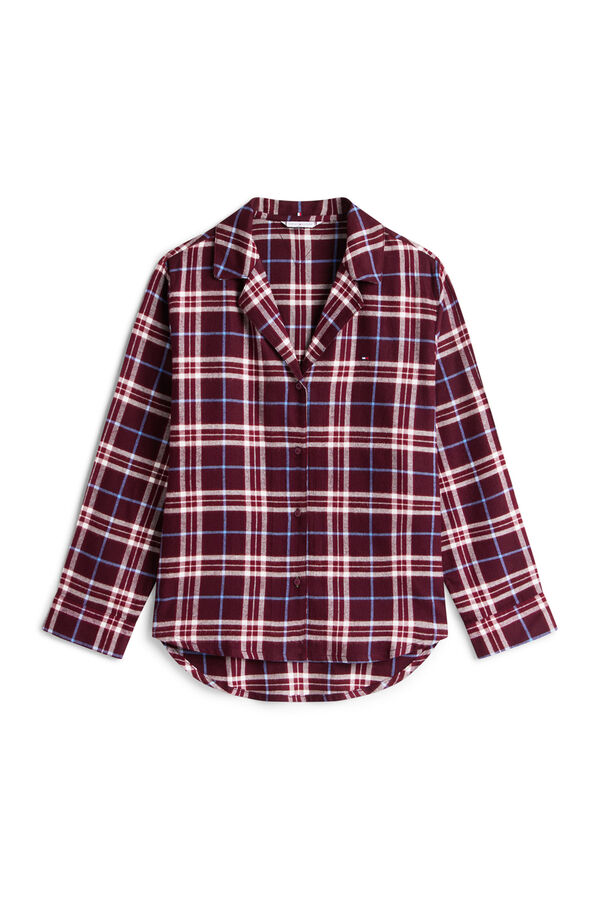 Tommy Hilfiger Conjunto de pijama de franela a cuadros burdeos