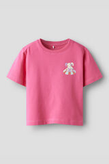 Name it T-shirt manga curta para menina rosa
