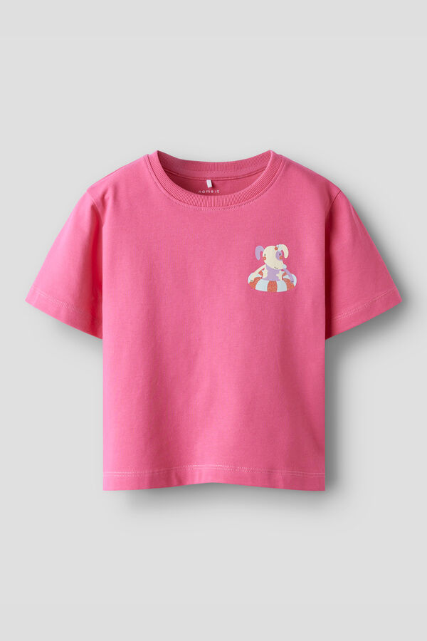 Name it T-shirt manga curta para menina rosa