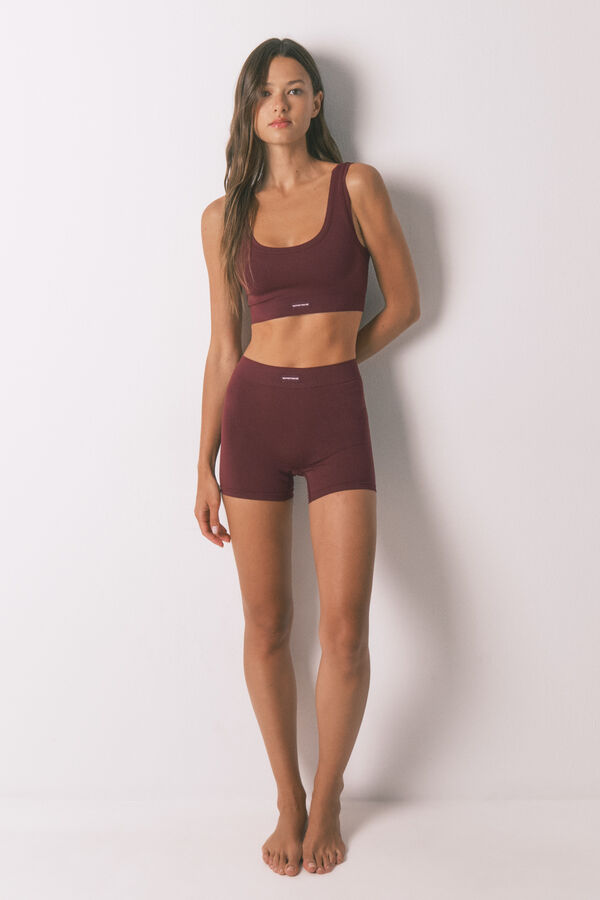 Women'secret Cal&ccedil;a sem costura marrom vermelho