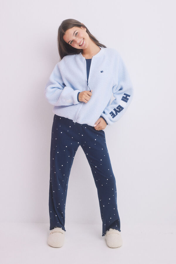 HI&BYE borrego bomber Sweatshirt azul
