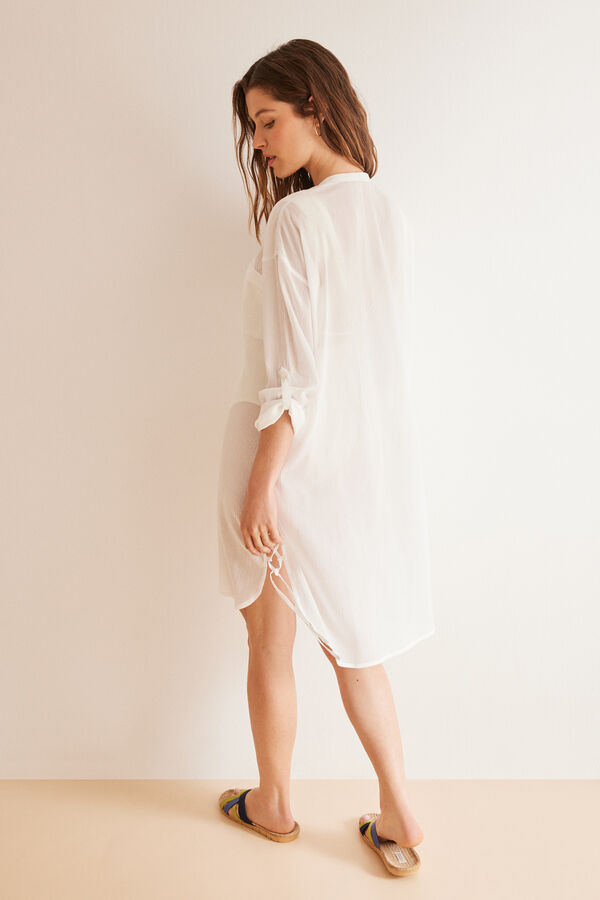 Women'secret Camisola playa 100% algod&oacute;n blanco estampado