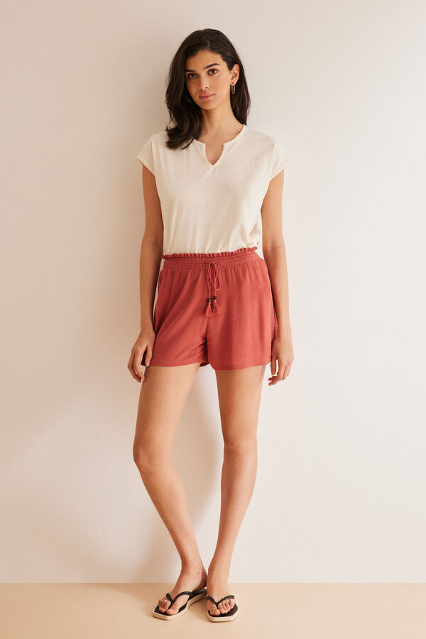 Women'secret Pantal&oacute;n corto bambula crochet naranja