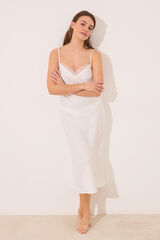 Women'secret Camis&oacute;n midi sat&eacute;n blanco marfil