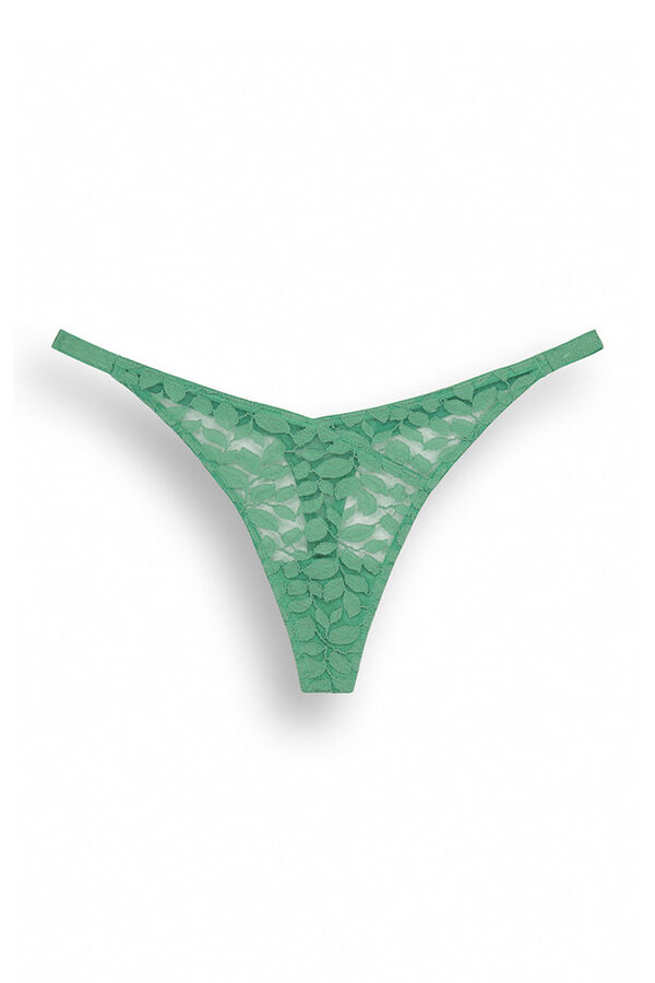 Women'secret Tanga tira encaje verde verde