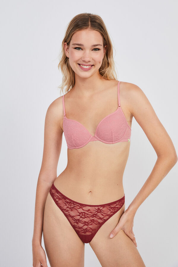 HI&BYE Soutien enchimento renda rosa rosa
