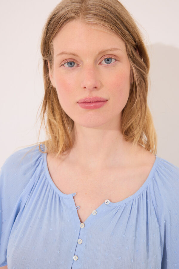 Women'secret Camisola de dormir curta "maternity" em viscose azul azul