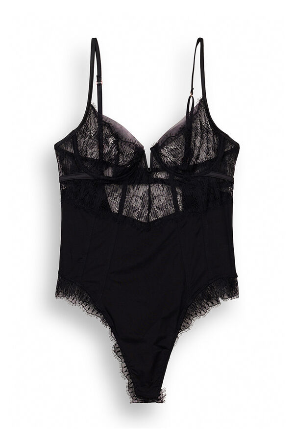 Women'secret Body brasile&ntilde;o microfibra y encaje negro negro