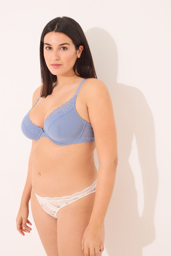 Women'secret BEAUTIFUL Sujetador cl&aacute;sico relleno tul plumeti azul azul