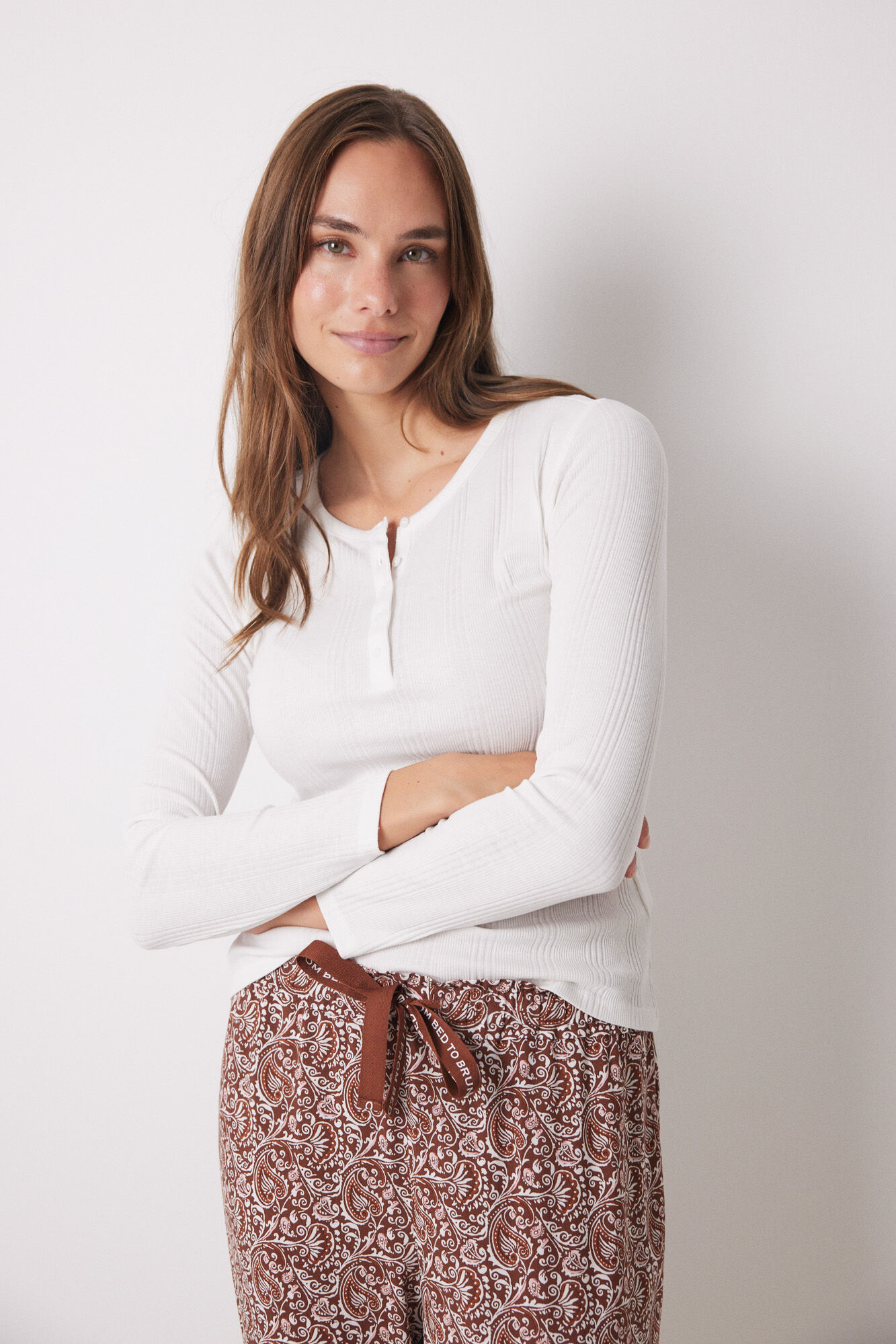 Women'secret Camiseta manga larga canal&eacute; marfil