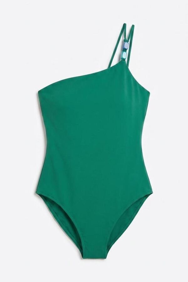 Women'secret Fato de banho moldador decote assim&eacute;trico verde verde