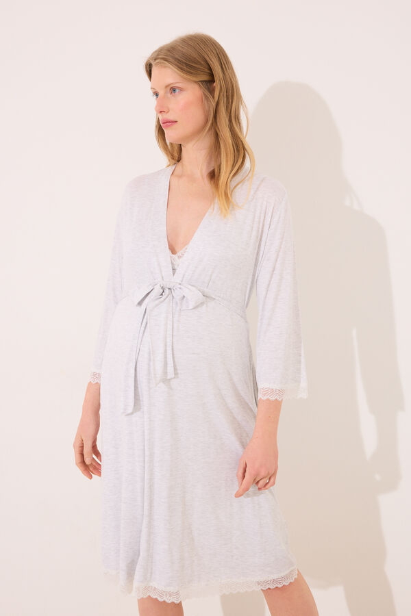 Women'secret Robe midi "maternity" cinza com soft touch cinzento
