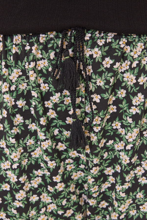 Women'secret Pijama largo algod&oacute;n canal&eacute; negro negro