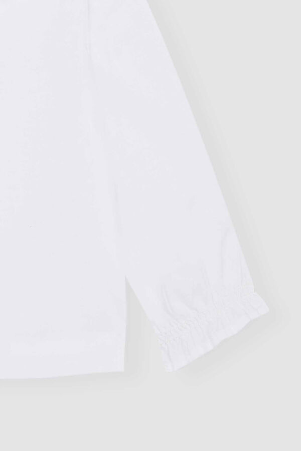 Womensecret Blusa decote folho bordado branco