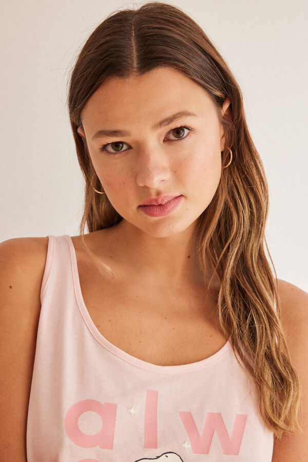 Women'secret Pijama corto 100% algod&oacute;n Snoopy &ldquo;Always&rdquo; rosa