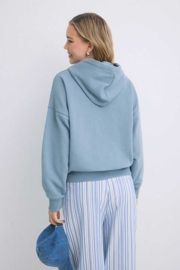 HI&BYE Sweatshirt de capuz de algod&atilde;o cinza cinzento