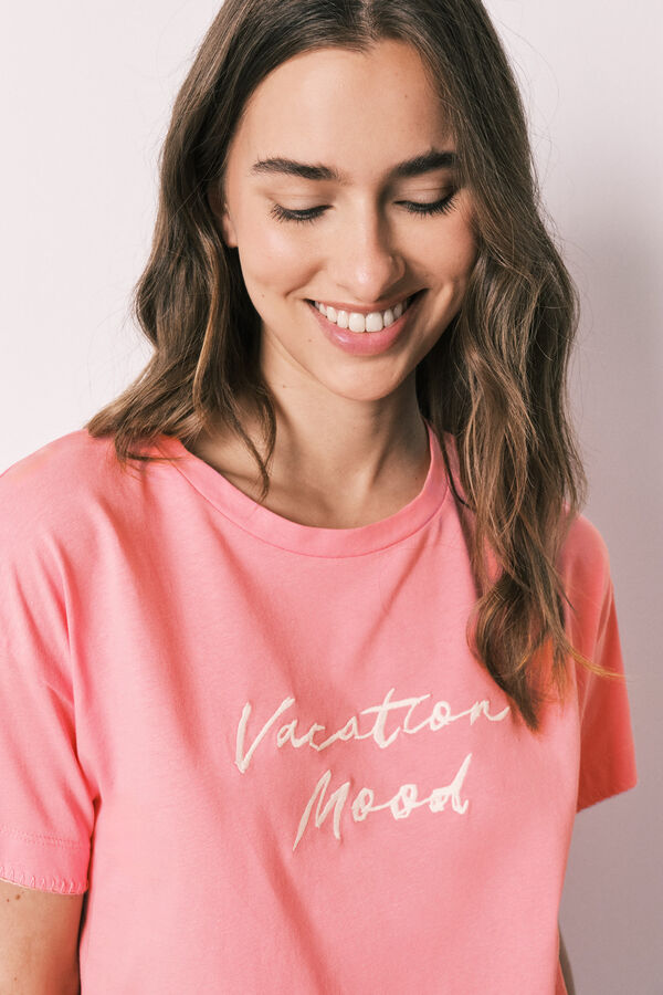 Women'secret Pijama curto em algod&atilde;o rosa rosa