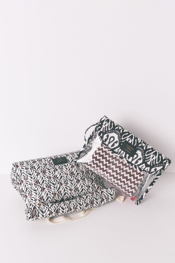 Women'secret Grande nécessaire de higiene acolchoada com estampa de folhas  castanho