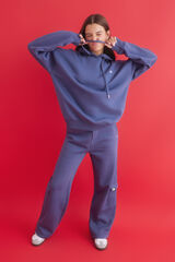 HI&BYE Sudadera capucha felpa azul oscuro logo azul