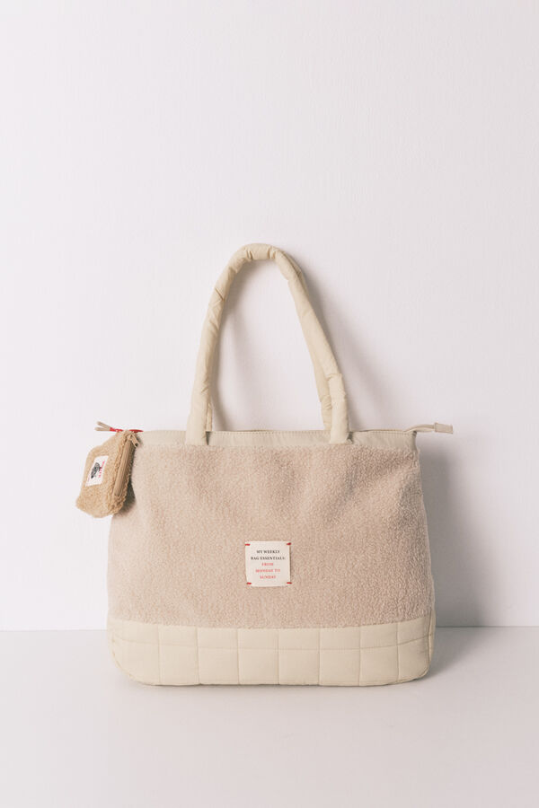 Women'secret Grande bolsa acolchoada bege do Snoopy bege
