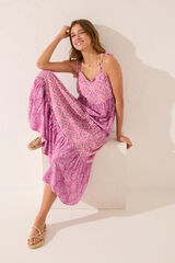 Women'secret Vestido largo volantes print tribal rosa