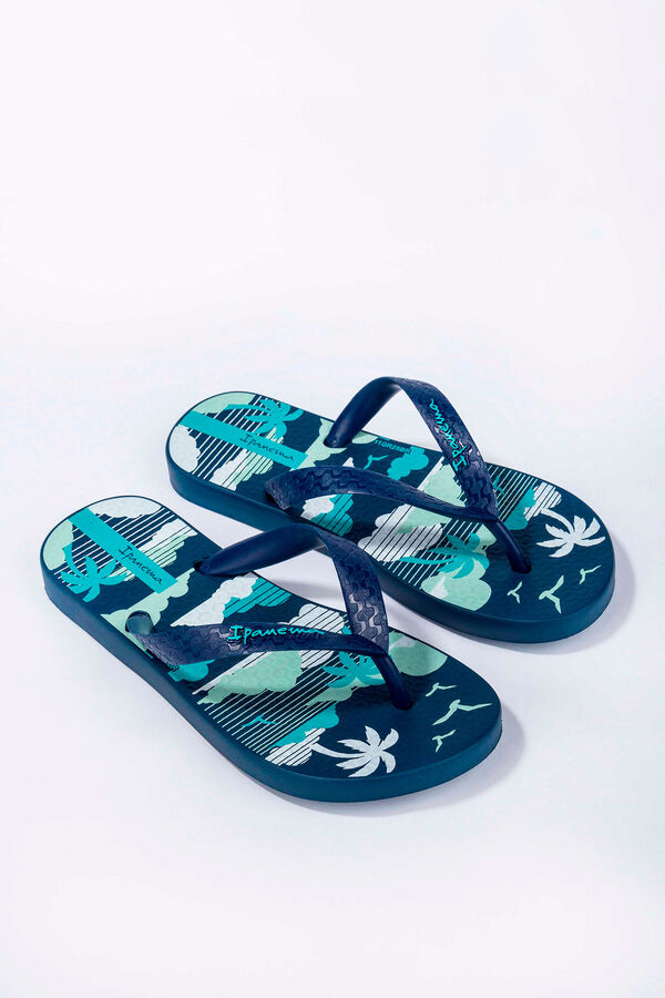 Ipanema Chinelos infantis estampado de ver&atilde;o azul