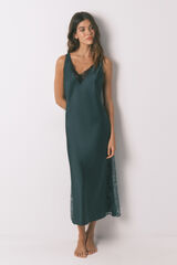 Women'secret Camis&oacute;n largo sat&eacute;n verde verde