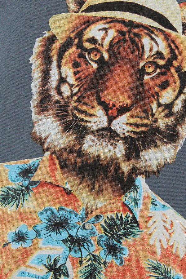 Womensecret T-shirt de menino com um tigre cinzento