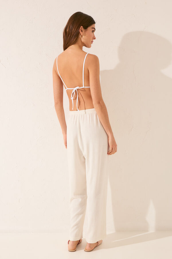 Women'secret Pantal&oacute;n Capri lino blanco blanco