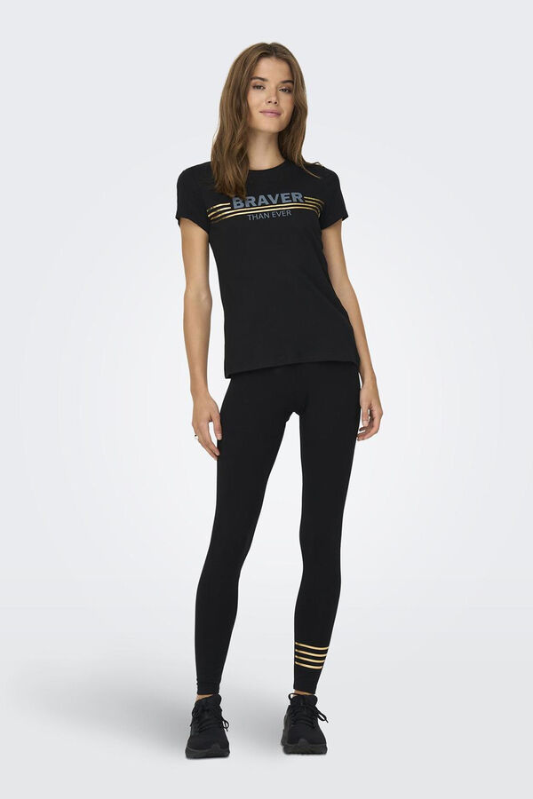 Only Play Leggins detalle dorado negro