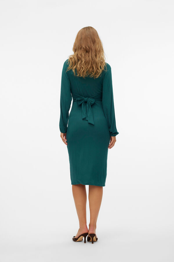 Mamalicious Vestido midi de manga larga maternity y lactancia verde