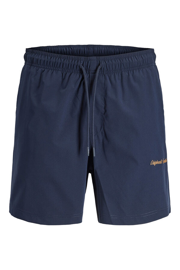 Jack & Jones Ba&ntilde;ador b&aacute;sico liso logo bordado azul