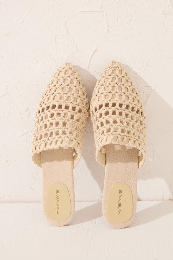 Women'secret Sandalia mule trenzado beige nude