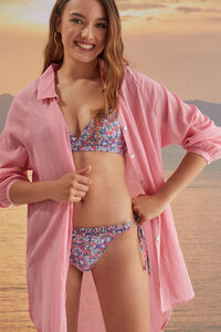 Women'secret Cueca biquíni laços flores rosa