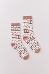 Women'secret Calcetines largos pelo print cenefas rosa rosa