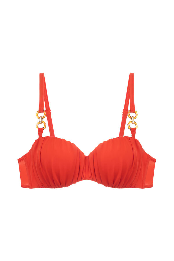 Dorina Top de bikini estilo bandeau con relleno fino naranja