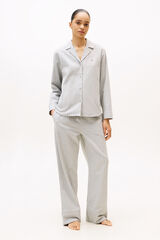 Tommy Hilfiger Conjunto de pijama de rayas con camisa y pantal&oacute;n kaki