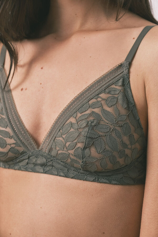 Women'secret Soutien triangular NATURAL em renda caqui caqui