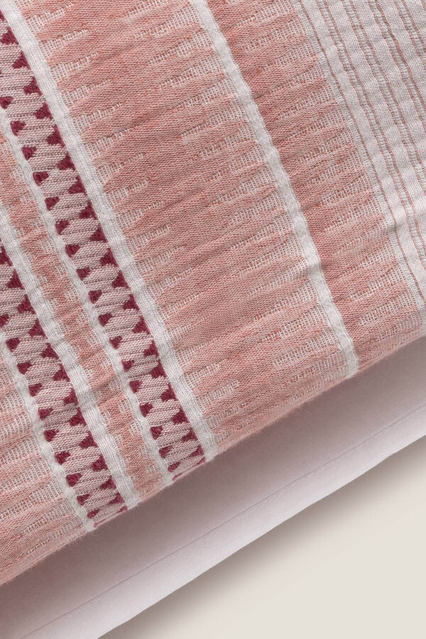 Textura Funda almohada rayas algod&oacute;n percal 45x145cm. coral