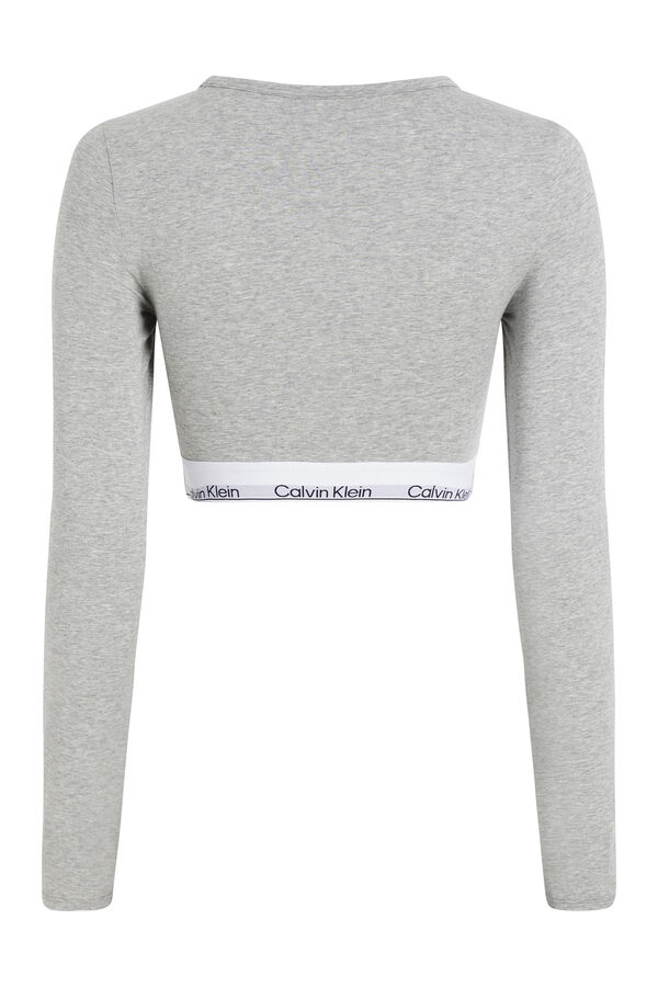 Calvin Klein Camiseta crop mujer CK gris