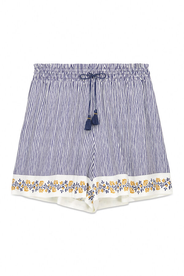 Women'secret Calça estampado riscas com bordas azul