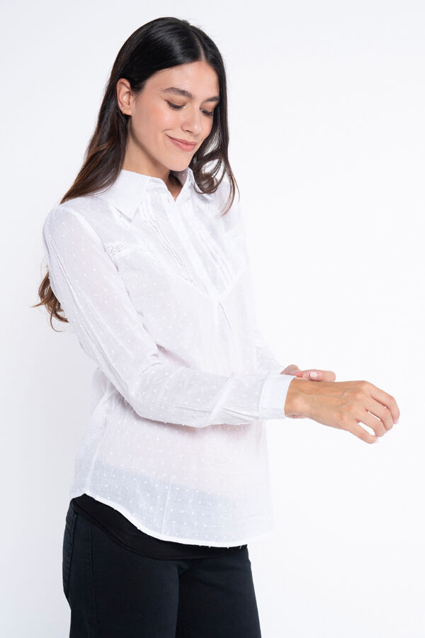Ohma! Blusa lactancia de plumetti blanco