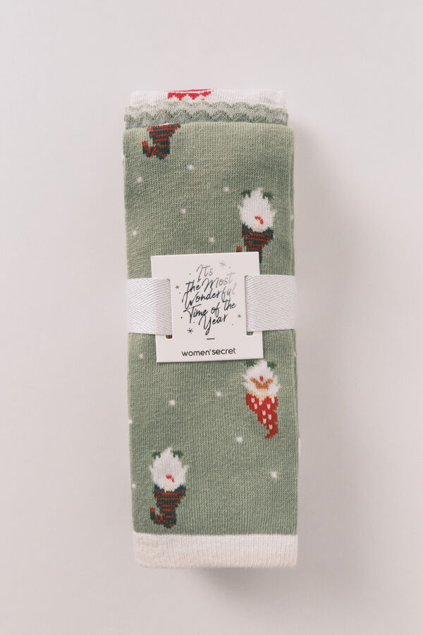 Women'secret Pack 3 calcetines largos algod&oacute;n gnomos verde