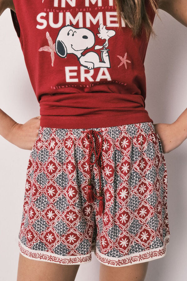 Women'secret Pijama curto sem mangas em algod&atilde;o Snoopy vermelho
